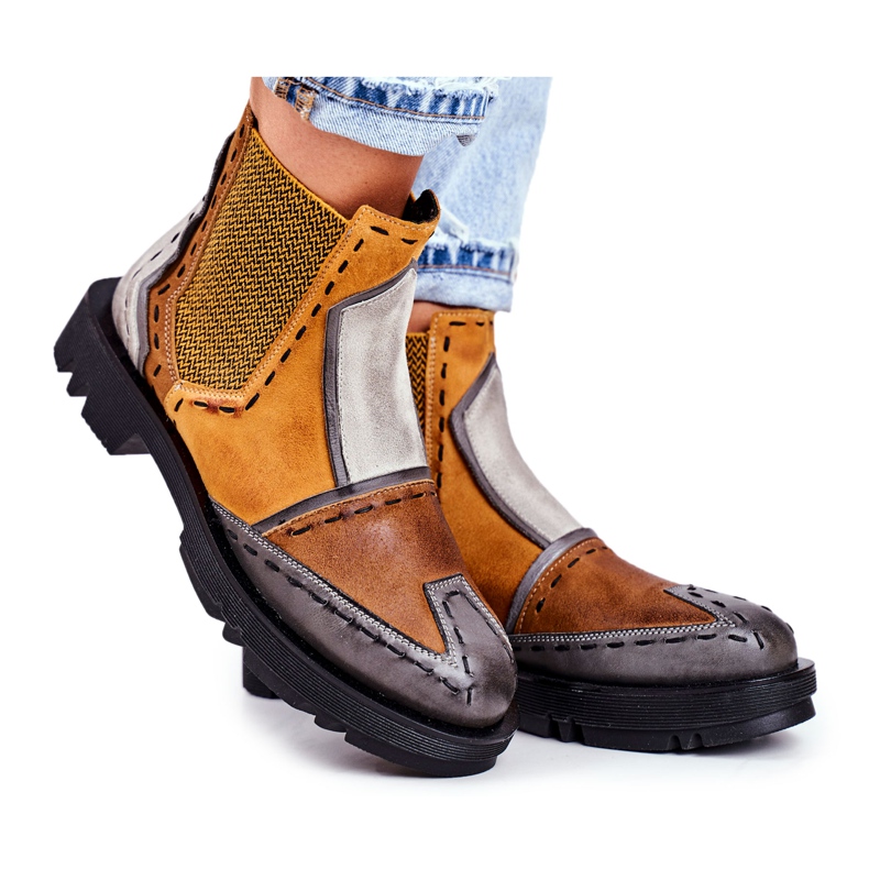 Cizme de piele pentru femei Jodhpur Maciejka Yellow 04634 multicolor galben Cizme de piele pentru femei Jodhpur Maciejka Yellow 04634 multicolor galben