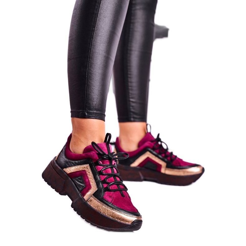 Adidași Brogues pentru femei Piele Maciejka Burgundy 04731-23 roșu multicolor Adidași Brogues pentru femei Piele Maciejka Burgundy 04731-23 roșu multicolor