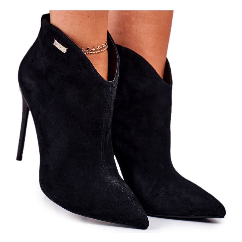 GOE Cizme de damă cu toc înalt piele de căprioară negru GG2N3033 GOE Cizme de damă cu toc înalt piele de căprioară negru GG2N3033