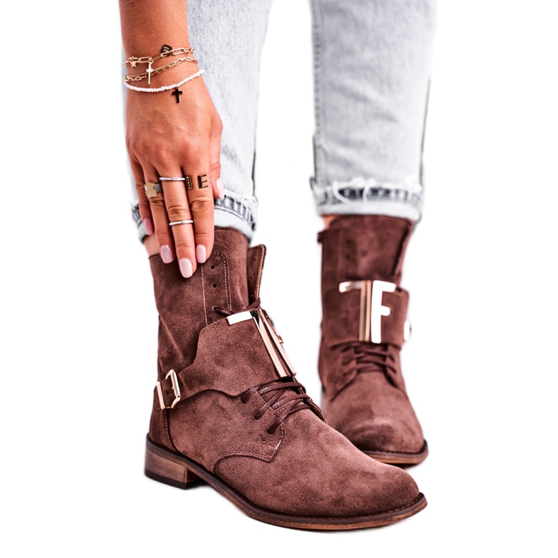 Cizme de damă Nicole Suede Brown 2591 maro