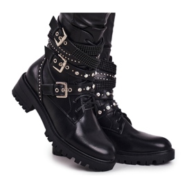 PS1 Cizme de damă cu catarame Grunge negru victorie PS1 Cizme de damă cu catarame Grunge negru victorie
