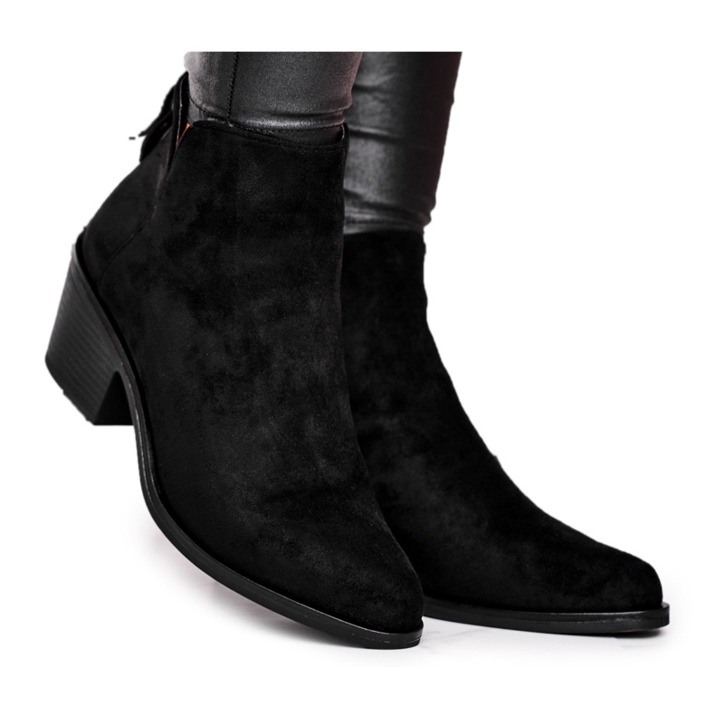 S.Barski Cizme de damă Toc plat Calda Toamnă Neagră Lăptos negru