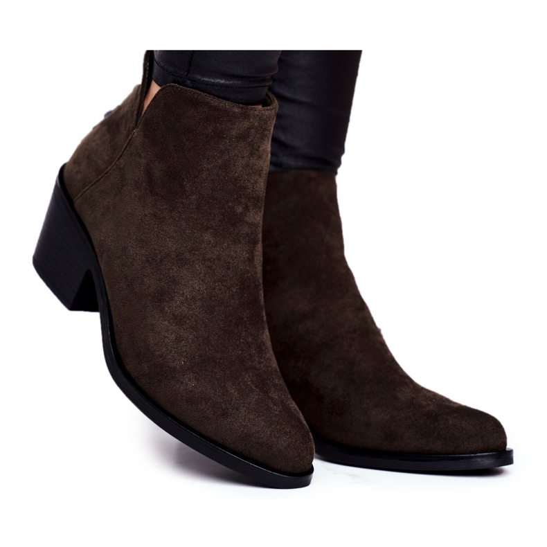 S.Barski Cizme pentru femei cu toc plat Toamnă caldă kaki lăptos