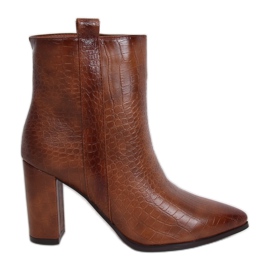 Cizme cu toc înalt, piele de șarpe maro RB54 Camel