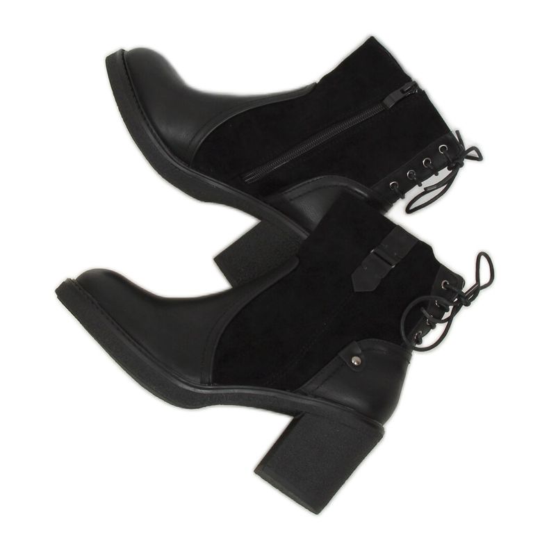 Cizme negre cu toc lat H8116 Negru Cizme negre cu toc lat H8116 Negru