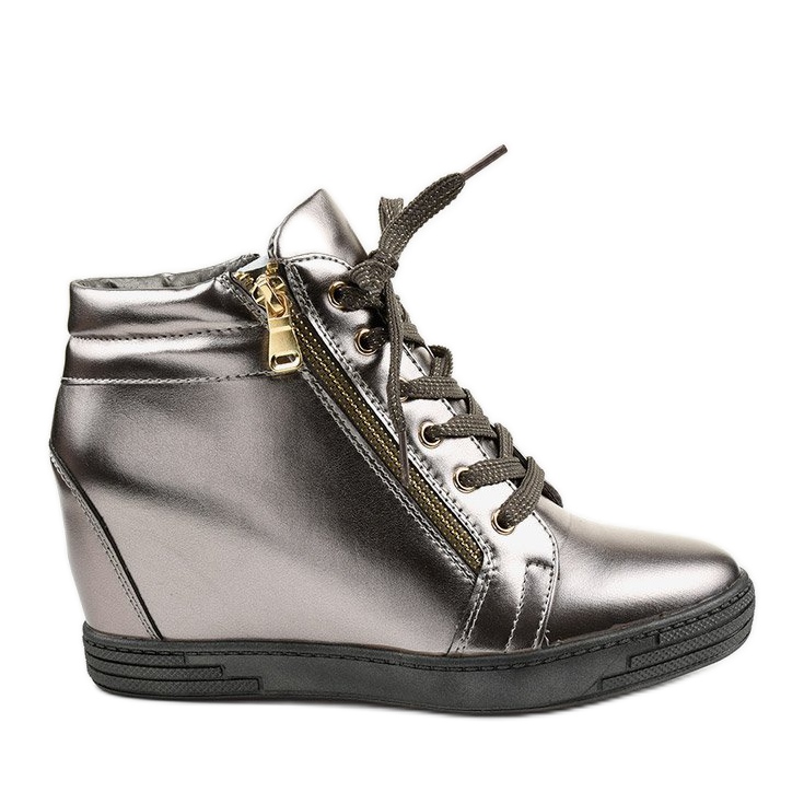 Adidași gri cu fermoar auriu Aqiava