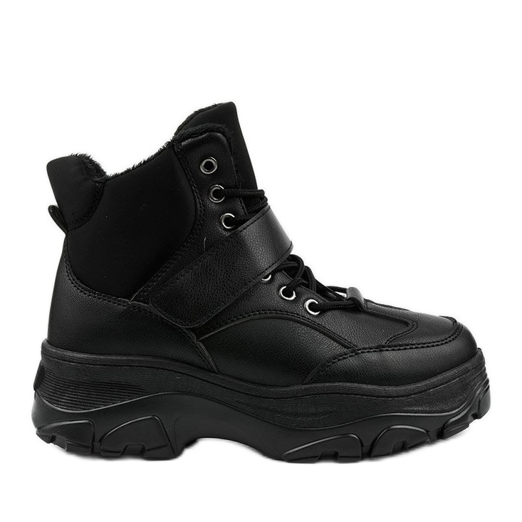 Adidași de sport negri la modă, din piele ecologică Soulsille negru