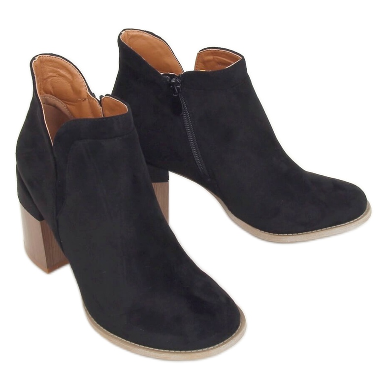 Cizme negre cu toc tăiat negru A5703 Negru