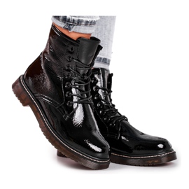 EVE Cizme pentru femei Cizme Trappers lăcuite Negru Marita