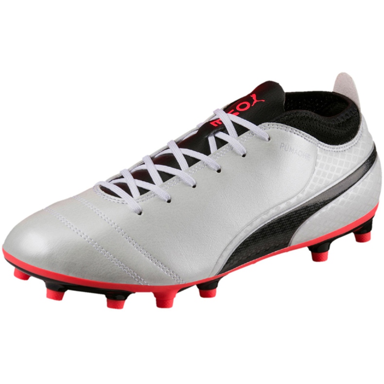 Pantofi de fotbal Puma One 17.4 Fg alb-negru-roșu 104075 01 multicolor