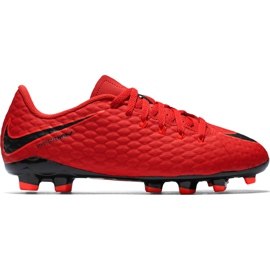 Ghete fotbal Nike Hypervenom X Phelon Iii Fg Jr 852595 616 roșu