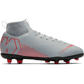 Pantofi de fotbal Nike Mercurial Superfly 6 Club Mg Jr AH7339 060 alb gri Pantofi de fotbal Nike Mercurial Superfly 6 Club Mg Jr AH7339 060 alb gri