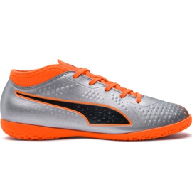 Pantofi de fotbal Puma One 4 Syn It Junior gri-portocaliu 104783 01 multicolor argint