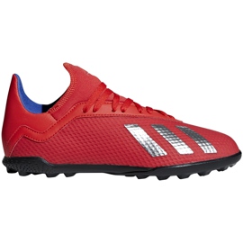 Pantofi de fotbal Adidas X 18.3 Tf Jr roșii BB9403 multicolor roșu