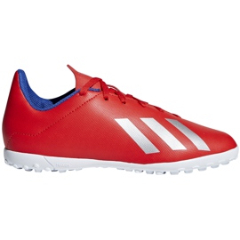 Pantofi de fotbal Adidas X 18.4 Tf Jr roșii BB9417 multicolor roșu