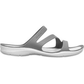Pantofi Crocs pentru femei Swiftwater Sandal W Grey-White 203998 06X gri