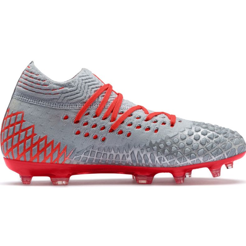 Cizme de fotbal Puma Future 4.1 Netfit Fg Ag Jr-roșu-argintiu 105692 01 gri