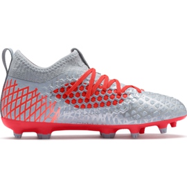 Pantofi de fotbal Puma Future 4.3 Netfit Fg Ag Junior argintiu-roșu 105693 01 multicolor gri