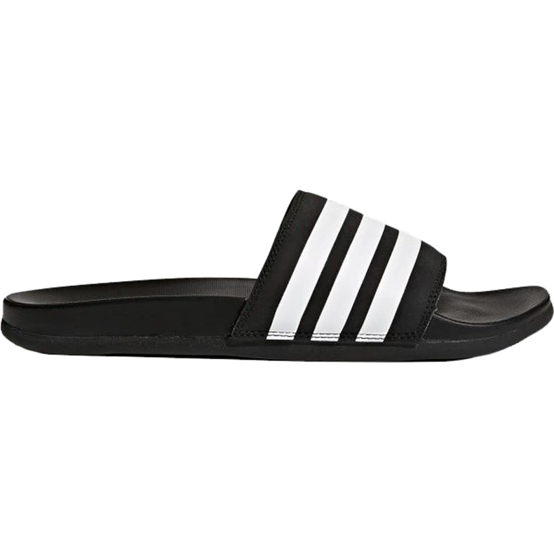 Papuci Adidas Adilette Cloudfoam Plus Stripes negri AP9971 alb negru