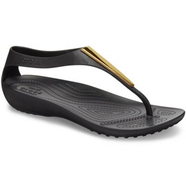 Sandale Crocs pentru femei Serena Metallic Bar Fp W negru și auriu 206420 751 Sandale Crocs pentru femei Serena Metallic Bar Fp W negru și auriu 206420 751
