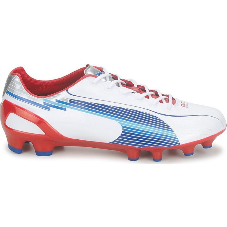 Ghete de fotbal Puma Evo Speed ​​1 Fg alb-roșu-albastru 102527 01