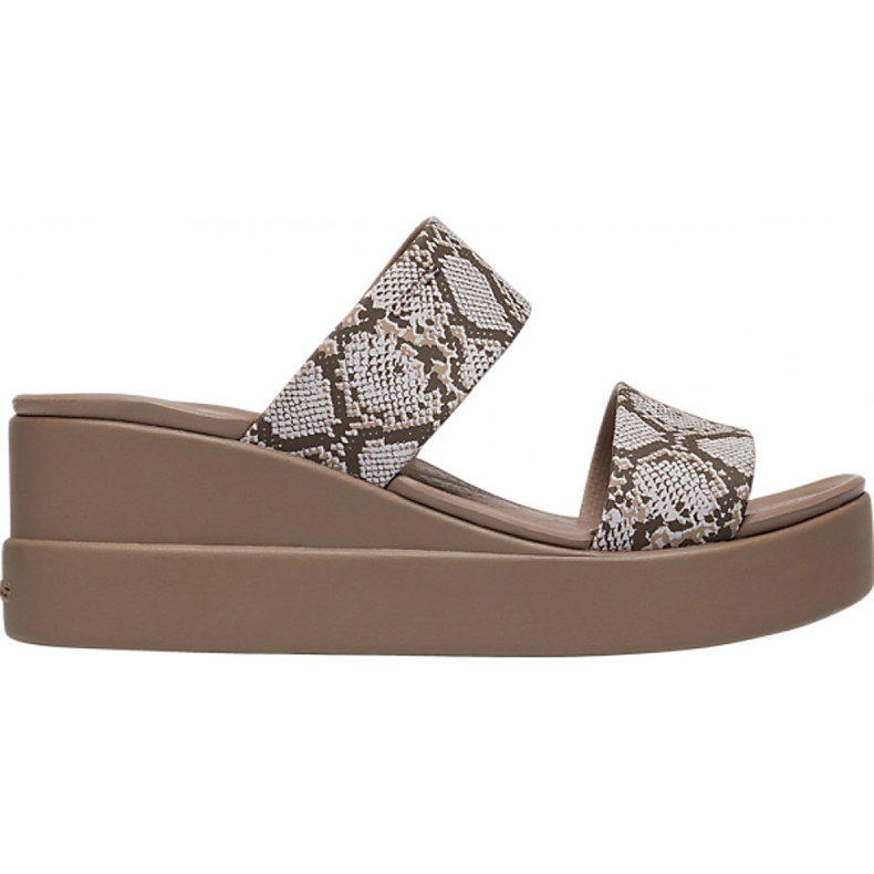 Papuci Crocs Brooklyn Mid Wedge W Multi Stucco 206219 93T bej