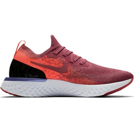 Încălțăminte de alergare pentru femei Nike Epic React Flyknit burgundy-orange-black AQ0070 601 roșu violet portocaliu multicolor