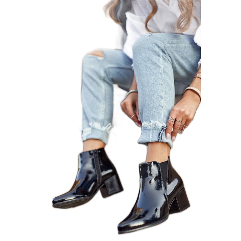 Cizme de damă Cizme Sergio Leone Lacuit Chelsea Negru BT621