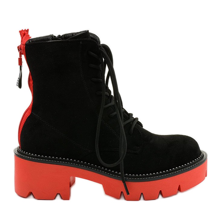 Cizme centrifugale din piele de căprioară neagră negru portocale Cizme centrifugale din piele de căprioară neagră negru portocale