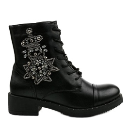Cizme negre cu decorațiuni Shyvia M620 Negru
