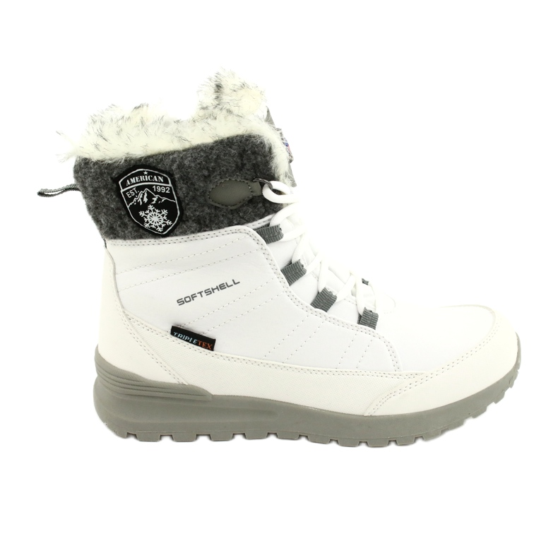 Cizme de zăpadă Softshell cu membrană American Club SN26 / 20 albă gri