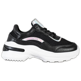 SHELOVET Adidași negri la modă alb negru SHELOVET Adidași negri la modă alb negru