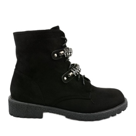 Ghete negre cu dungi decorative Ginoraya negru Ghete negre cu dungi decorative Ginoraya negru