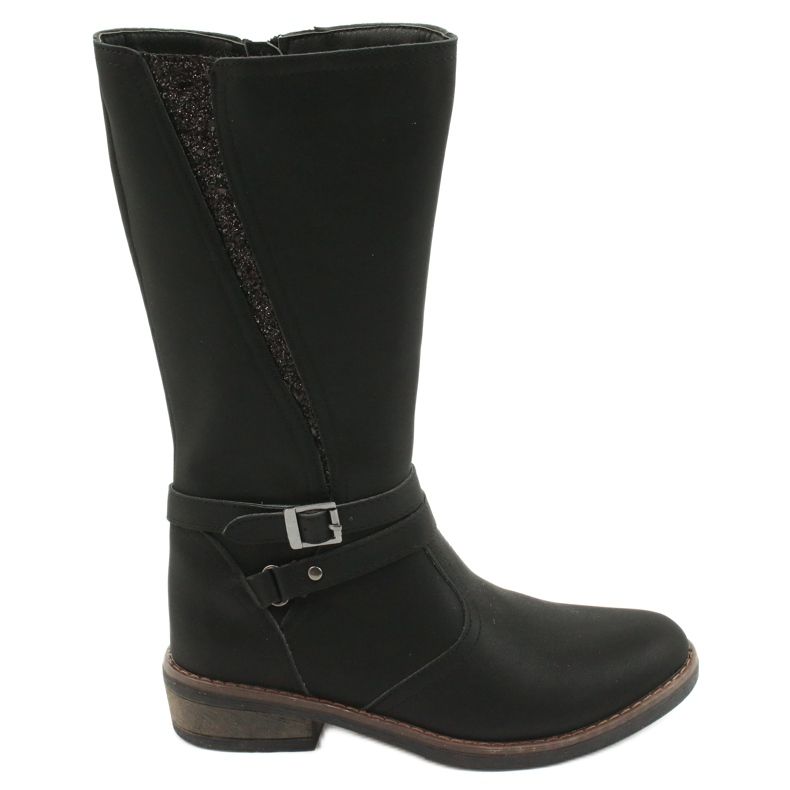 American Club Cizme lungi cu sclipici negru american GC24 / 20