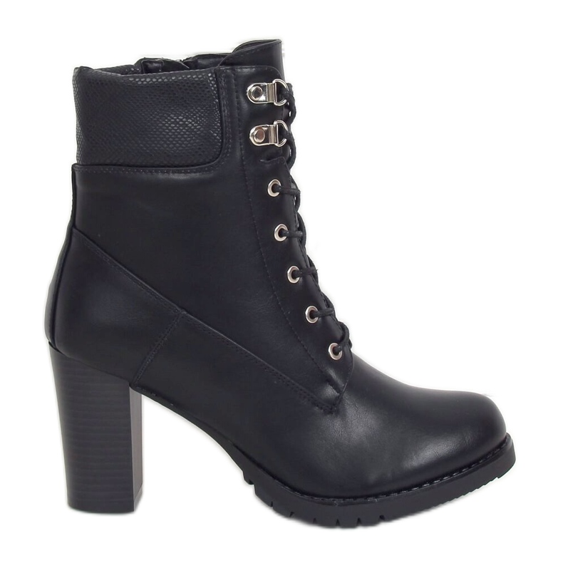 Cizme negre cu toc din lemn BH2567-KB Negru