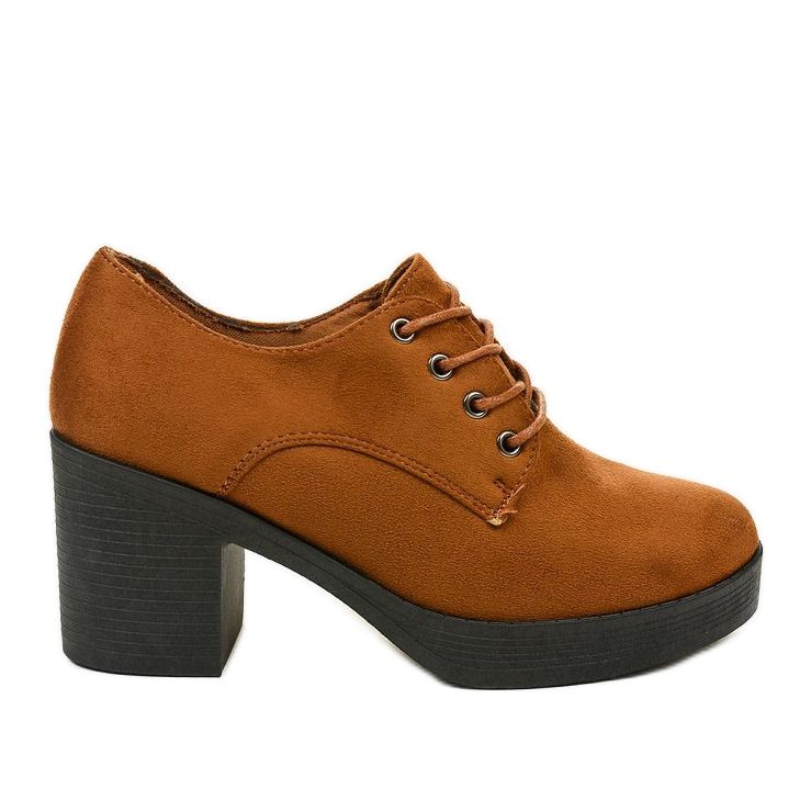 Cizme de cămilă dantelate pe blocul Thelvyn maro