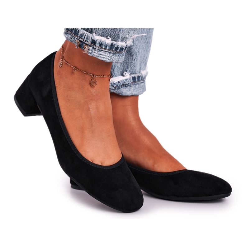 Pompă de damă S.Barski Suede Black Milon negru