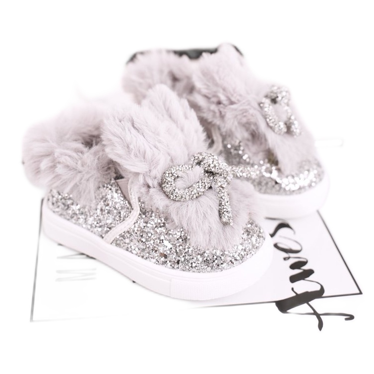 FRROCK Adidași pentru copii gri Mumi Grey Warm argint