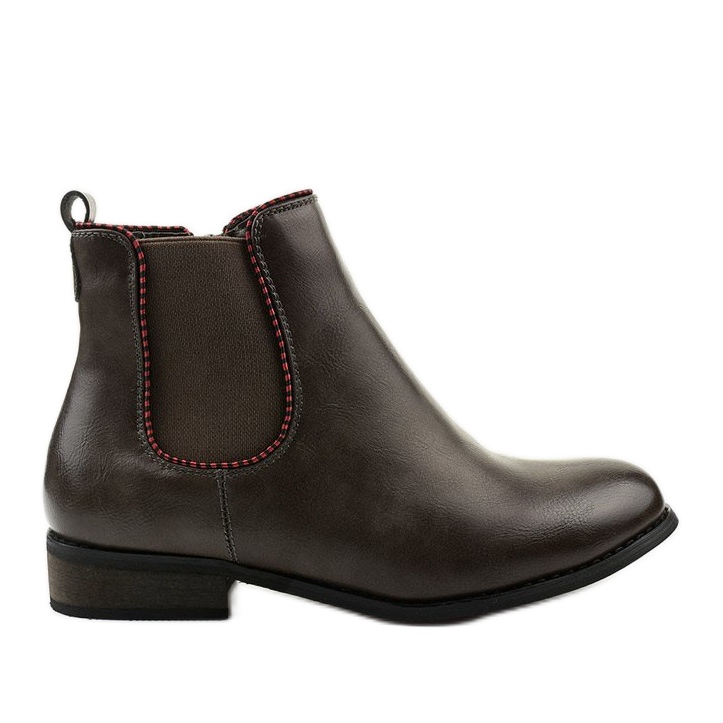 Cizme plate Jodhpur gri, cu bandă elastică 20Y8031-1