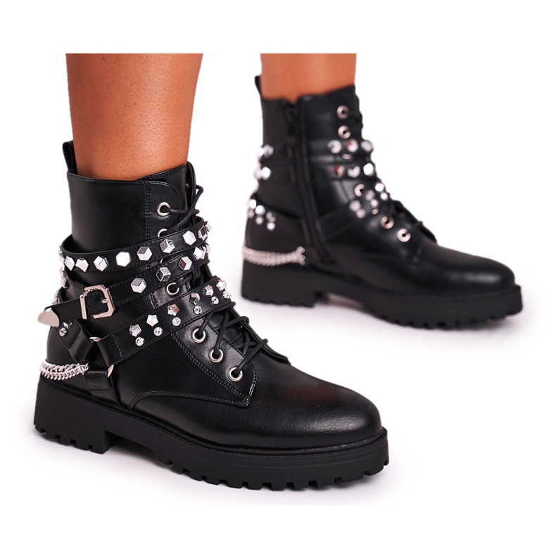 FB2 Cizme pentru femei Jachete calde Lanțuri Black Desire negru