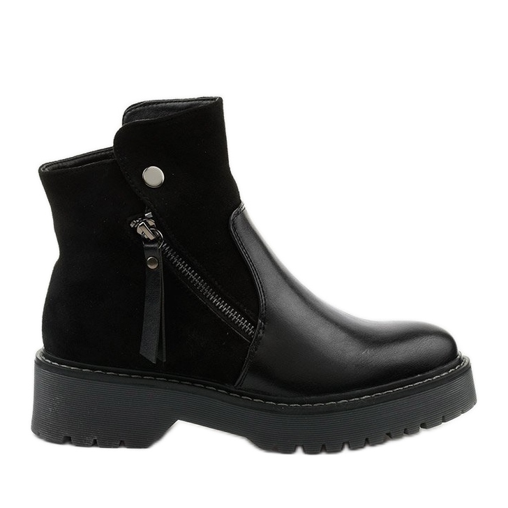 Cizme negre din piele ecologică și piele ecologică cu fermoar Merriwa negru