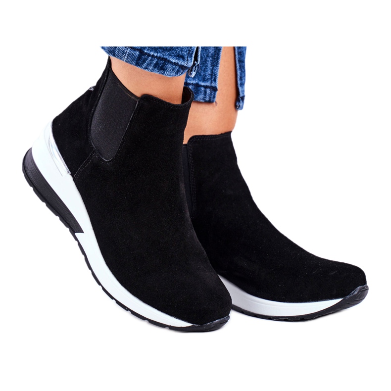 Vinceza Încălțăminte sport pentru femei Adidași Piele neagră 21-7781 alb negru