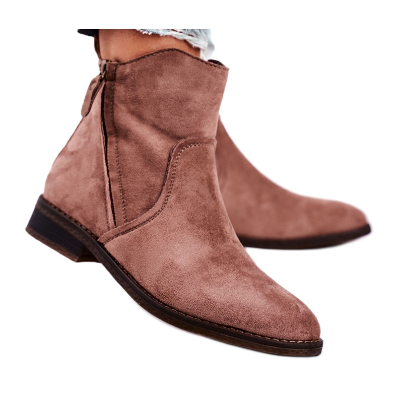 Cizme de cowboy pentru femei cu toc plat Kaki Plemmi bej Cizme de cowboy pentru femei cu toc plat Kaki Plemmi bej
