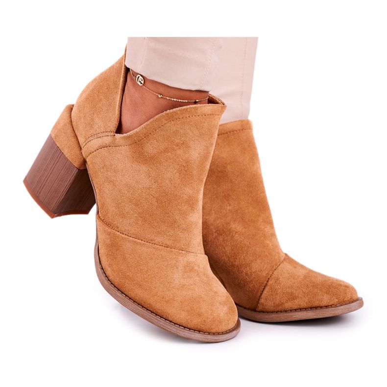 MSMG Cizme de damă pe toc Camel Cut Meliori maro