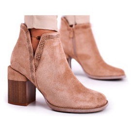 MSMG Cizme de damă pe toc tăiate Kaki Meliori Dream MSMG Cizme de damă pe toc tăiate Kaki Meliori Dream