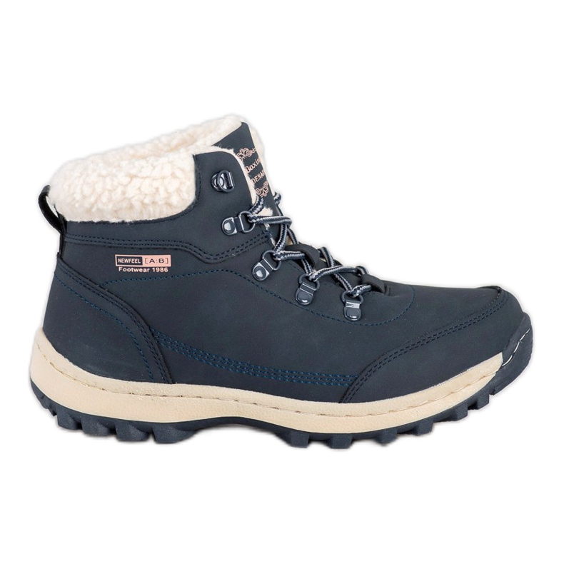 Ax Boxing Pantofi de trekking cu piele de oaie albastru marin