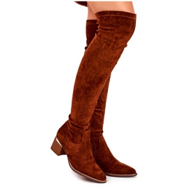 FRBS Cizme înalte pentru genunchi ecologică de damă Camel Indigo multicolor