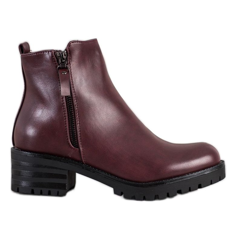 Ideal Shoes Cizme confortabile de visiniu roșu multicolor Ideal Shoes Cizme confortabile de visiniu roșu multicolor