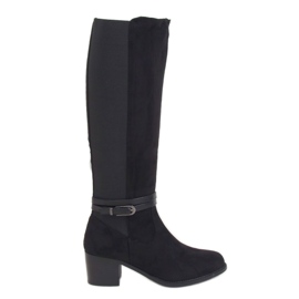 Cizme negre de călărie PE230P negre cu o parte superioară flexibilă negru Cizme negre de călărie PE230P negre cu o parte superioară flexibilă negru