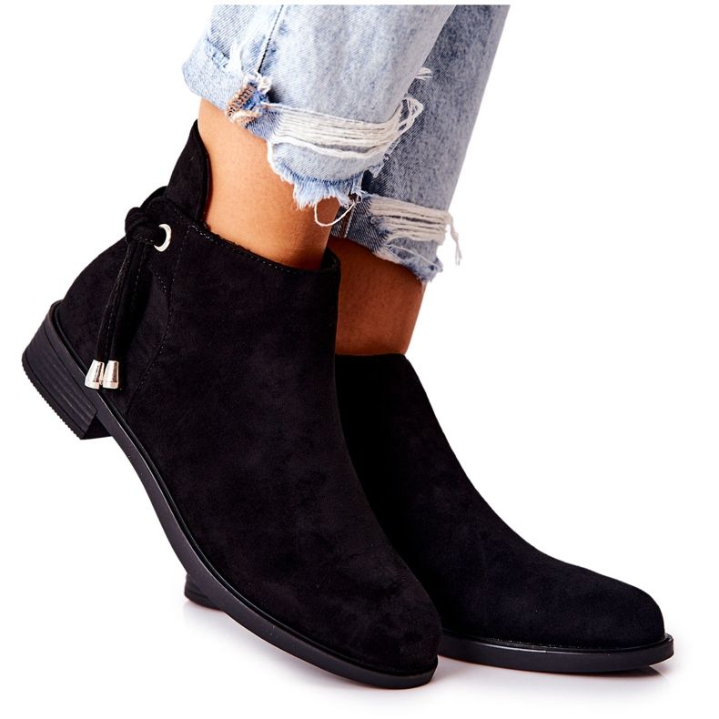 Cizme negre de piele pentru femei Numbero negru